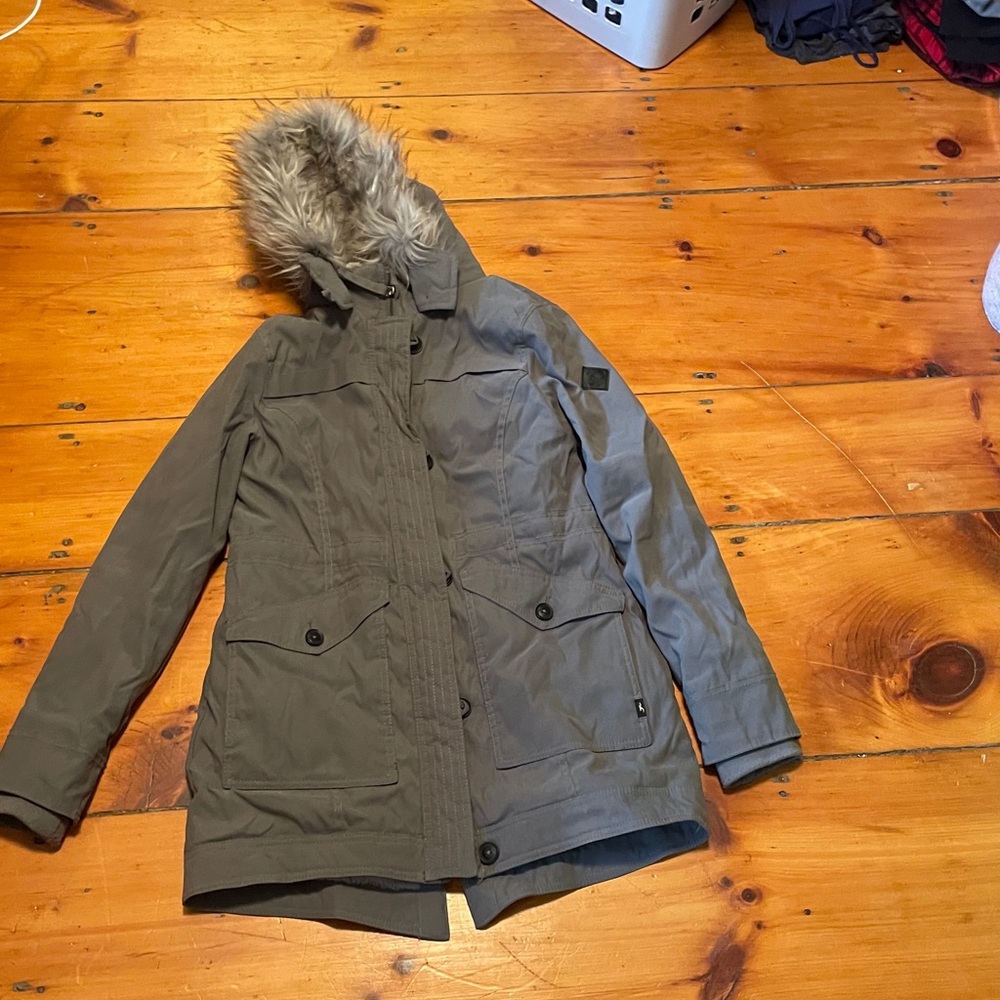 Olive Green Parka with Faux Fur Hood